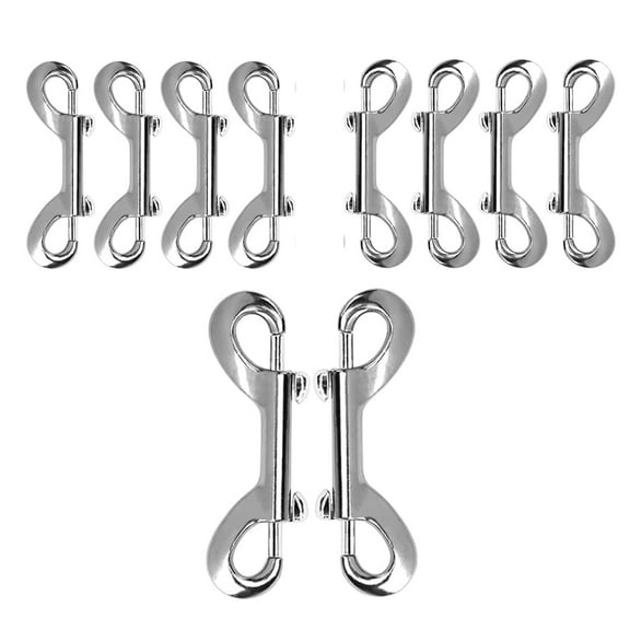 10 PCS Double Ended Bolt Snaps Hooks, Silver Zinc Alloy Double Trigger Metal Clips for Linking Pet Dog Leash Collar, Key Holder, Water Bucket, Hammocks