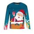 thumbnail image 5 of IROINNID Christmas Long Sleeve Shirt for Men Funny Xmas Print Crewneck Holiday Vacation Tops Mens Santa Shirt,Navy, 5 of 5