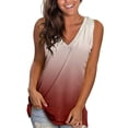 thumbnail image 2 of Débardeurs pour Femmes Chemises d'Été Tendance Chemises Amples Col en V Vêtements de Mode Camisoles Sans Manches T-Shirts Basiques Décontractés Rouges P, 2 of 4