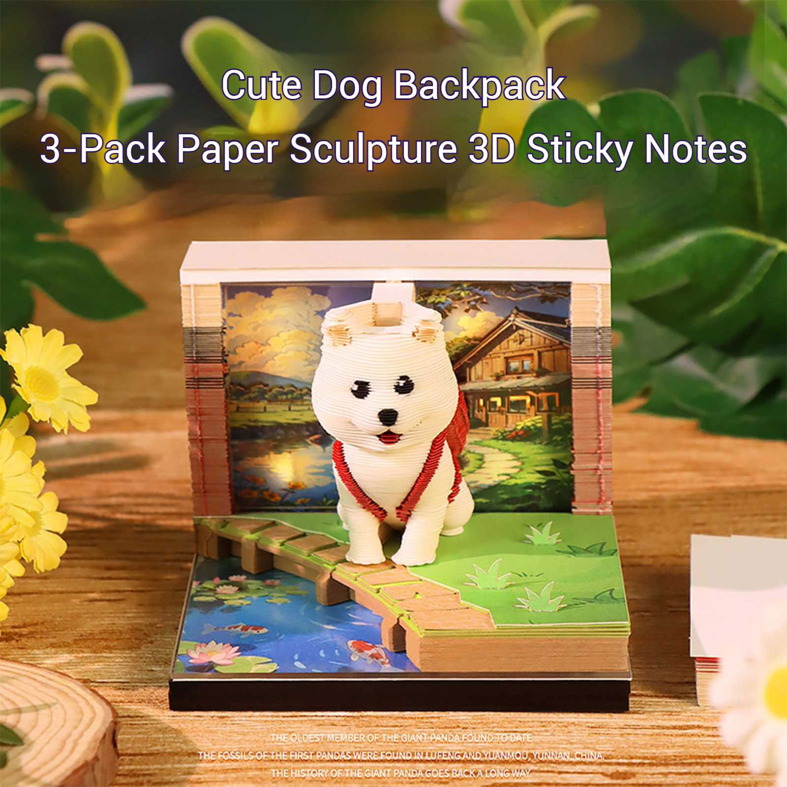 3D Calendar 2026, Time Piece Calendar with 52 Weekly Calendars for 2026, Magic Book and Cute Owl Paper Carving Art Note Book, Suitable for Room and Office Desktop Decoration Gift Giving (Dog)
