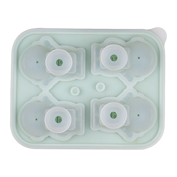 Silicone Astronaut 3D Large Ice Tray for Wine and Juice, 4 Big Cute Animal Molds with Lid, Easy Release in Ai Green for Freezer Use