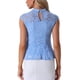 thumbnail image 3 of INSPIRAR CHIC Blusa sin mangas de encaje floral de ganchillo con cuello redondo y peplum para mujer en azul cielo S, 3 of 6