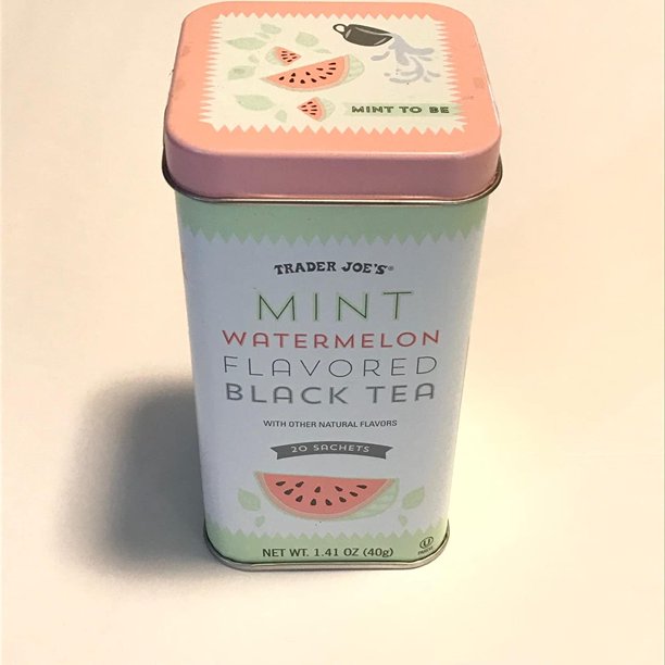 Trader Joes Mint Watermelon Flavored Black Tea Pack of 3 Tins 60