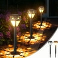 thumbnail image 1 of mfyjkho Luces solares para jardín, exteriores, impermeables, blancas cálidas, decorativas, con enchufe de tierra, para patio, decoración paisajística (paquete de 2), 1 of 8