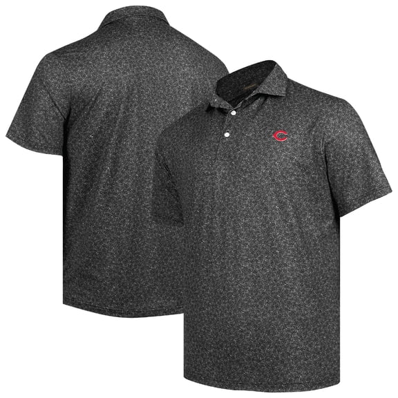 Men's  Black Cincinnati Reds Tahoe Print Polo