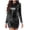 #425-Black, variant on Womens Tight Dress Clubwear Metallic Shiny Bodycon Crew Neck Long Sleeve Pencil Rave Bar Dresses for Pole Dancing