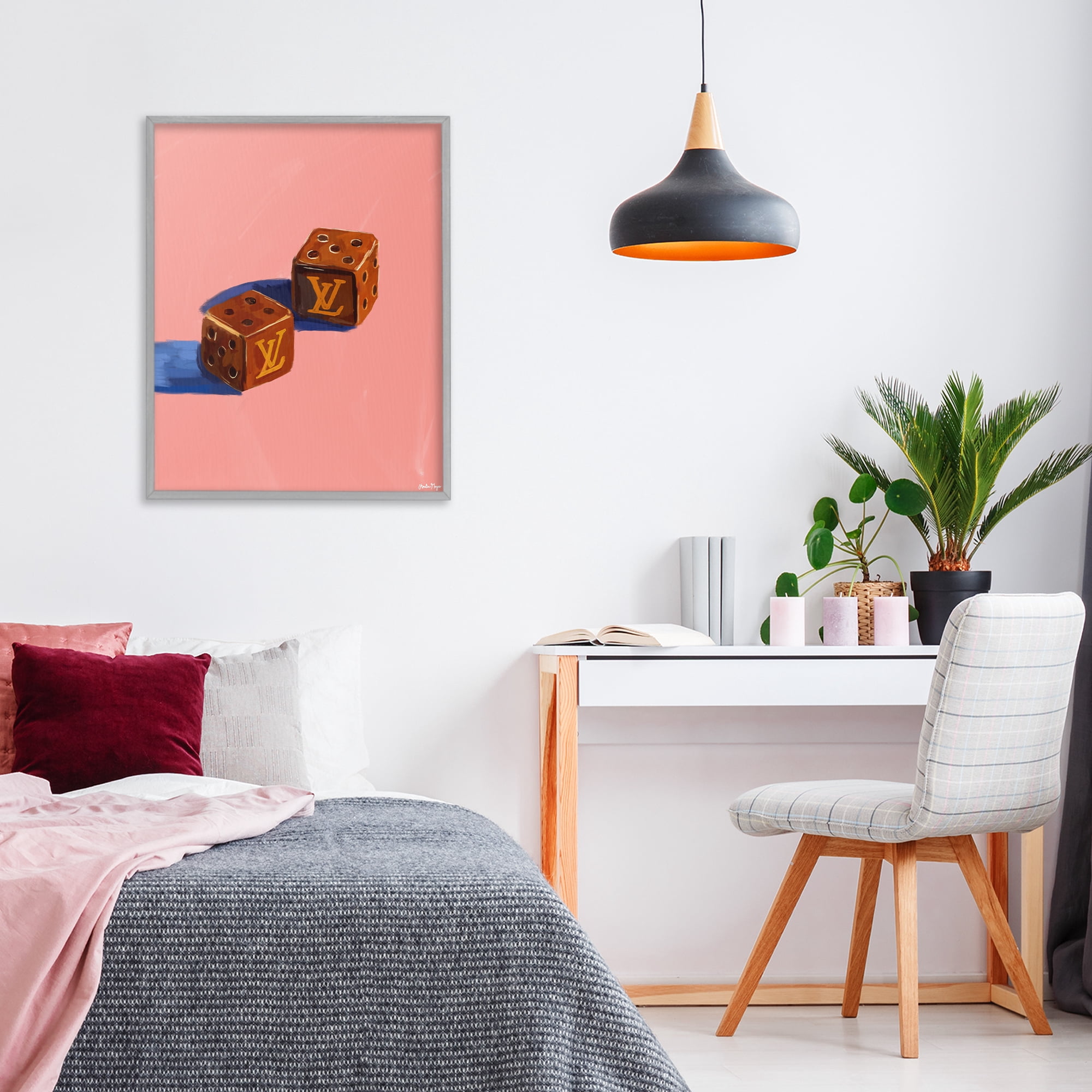 Stupell Industries Fashion Brand Dice Gray Framed Giclee Art, design by Amelia Noyes