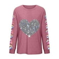 thumbnail image 4 of Aloohaidyvio Women's Sequins Heart Sweatshirt Casual Casual Long Sleeve Crew Round Valentines Day Pullover Tops, 4 of 5