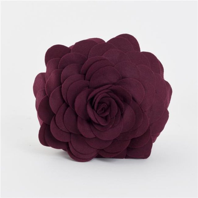 SARO FT095.WN13R Coussin Décoratif Rond Circulaire Multicolore à Fleurs de 13 Po - Vin