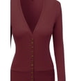 thumbnail image 3 of FashionOutfit Women's Solid Deep V-Neck Button Down Closure Cardigan, 3 of 3