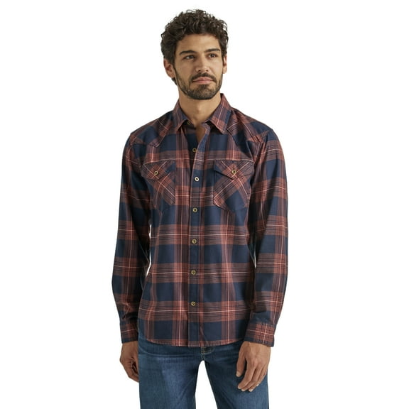 Wrangler® Men's and Big Men's Slim Fit Long Sleeve Woven Shirt, Sizes S-5XL