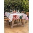 thumbnail image 4 of 60x120 Inch Outdoor Tablecloth with Umbrella Hole Zipper Rectangle Elephants Rectangular Tablecloths Outside Waterproof Pink Elegant Spring Floral Botanical Patio Table Cloth Cover for Picnic Party, 4 of 8