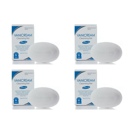 Vanicream Cleansing Bar For Sensitive Skin  Gluten and Sulfate Free  3.9 oz (Pack of 4)