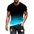 thumbnail image 2 of Tdoqot Mens Shirts Short Sleeve- Fashion Summer Loose Fit Casual Gradient T Shirt Sky Blue Size 3XL, 2 of 5