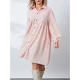 thumbnail image 3 of ZAXARRA Women's Summer Shirt Dress Long Sleeve Turn-Down Collar Loose Casual Knee Length Dress, 3 of 9