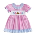 thumbnail image 6 of Tfken Girls Dresses Soft Comfy Holiday Travel Girls Comfortable Dresses Fashion Plaid Short Sleeve A Line Children Cute Clothes Size 6-12 Months, 6 of 6