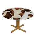 thumbnail image 3 of BANET Cartoon Brown Round Tablecloth,Farm Animal Brown Print Cow Polyester Tablecloth Kitchen Table Cover for Dining Coffee 31"-35, 3 of 8