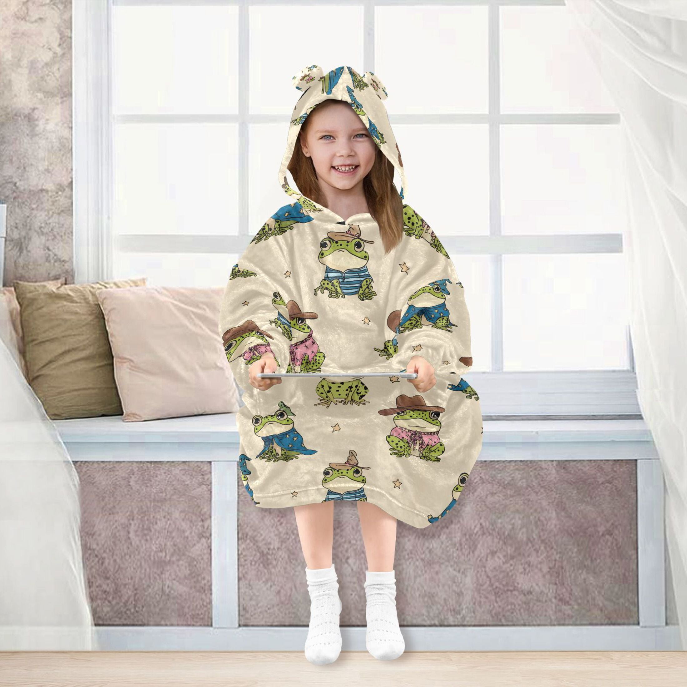 joogoo Wearable Blanket Hoodie for Cute Frog with Hats Oversized Sherpa Hooded 3-14 YR M