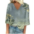 thumbnail image 2 of Bzhegqhd Women's Long Sleeve Summer V Neck Sexy Casual Regular Printed Blouse, 2 of 3