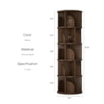thumbnail image 3 of Yowos Rotating Bookshelf, 5 Tier Small Bookcase Corner Display Shelf for Small Space Wood Narrow Book Shelf Organizer for Living Room, Walnut, 3 of 8