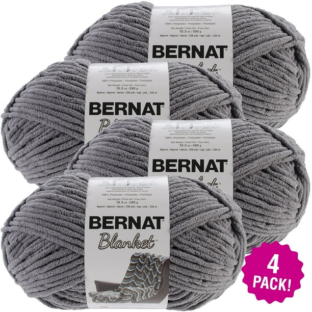 Bernat Blanket Big Ball Yarn Dark Grey, Multipack of 4