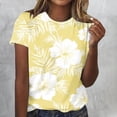 thumbnail image 2 of Sexlip Womens Fashion Casual Floral Tropical Plants Full Printed T Shirts Short Sleeve Tees Casual Blouse Tops Yellow L, 2 of 4