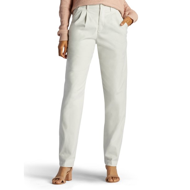 Lee Lee Women's Side Elastic Pleated Stretch Khaki Pants String