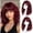 Burgundy, variant on Layered Wavy Bob Wig with Bangs for Women, Wavy Texture, Layered Cut, Bob Cut, Fringe, Adjustable Cap, designed as a wearable hair styling piece for women who want to change their hairstyle,Ginger