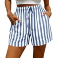 thumbnail image 2 of akafmk Plus Size Striped Beach Shorts for Women Loose Straight Leg Trendy with Pockets Shorts for Everyday Wear, Size L, 2 of 6