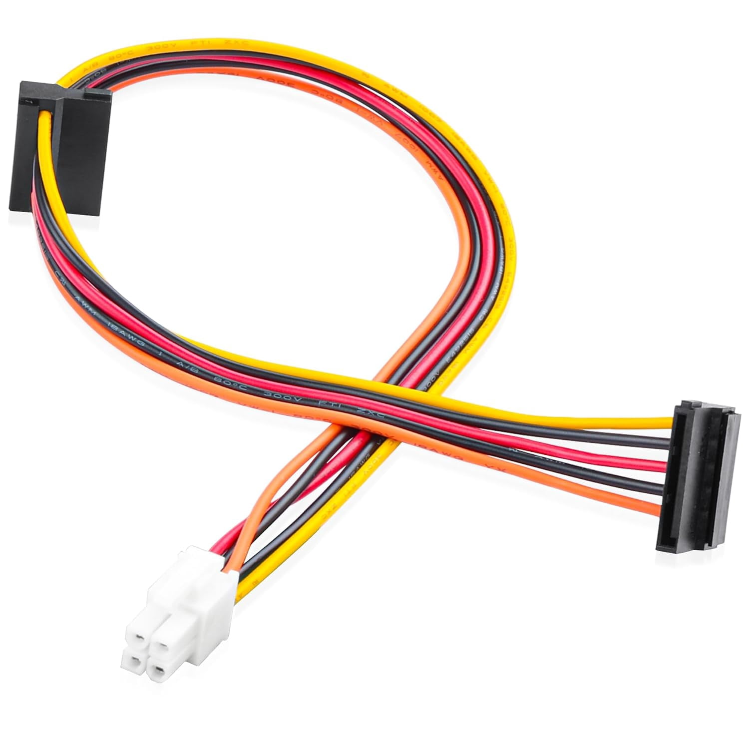 HRTGFD-HP Z600 Workstation–4Pin White Square Plug to Dual Black SATA 15Pin Connectors,18AWG Heavy-Duty Copper Wire,25cm+15cm Length,Compatible with SATA HDD/SSD/Optical Drives