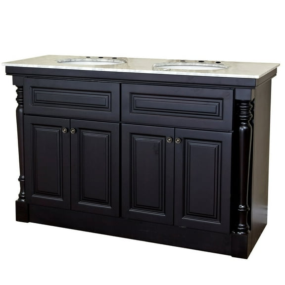 Double Sink Vanity Dark Mahogany - Bathroom Vanity Undermount Vessel Farmhouse Sink