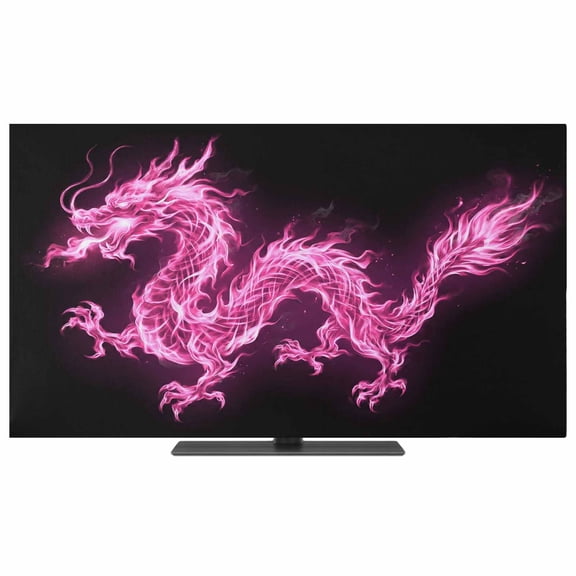 Indoor TV Cover 50 Inch Flames Dragon Elastic TV Enclosure Pink Modern Art TVs Screen Protector Stretch Dustproof Monitor Slipcover Television Covers for Flat Curved LED LCD Desktop Computer Display