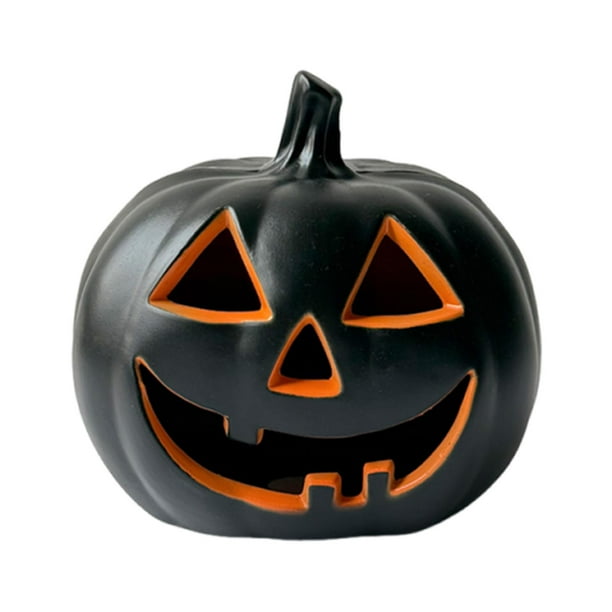 Figura decorativa de calabaza de Halloween con luz LED, lámpara de calabaza, decoración de Halloween para Negro