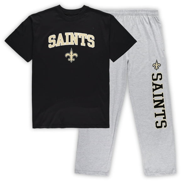 Men's Concepts Sport Black/Heathered Gray New Orleans Saints Big & Tall Top & Pants Sleep Set