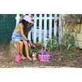 thumbnail image 2 of Kids Garden Set & Bucket Hat Combo: Real Metal Tools & Wooden Handles; Shovel & Pitch Fork, Pitcher, Gloves & Carrying Bag. Sure-Fit Adjustable Hat with Chin Strap & Ventilation Panels. Pink S/M, 2 of 7