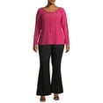 thumbnail image 4 of Ella Samani Women's Plus Size Tie Front Long Sleeve Top, 4 of 6