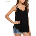 thumbnail image 3 of BadPiggies Women Flowy V Neck Sleeveless Tank Tops Summer Sexy Casual Double Spaghetti Straps Camisole Vest (L, Black), 3 of 7