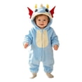 thumbnail image 2 of FASHOFT Baby Boy Halloween Outfit Flannel Dinosaur Animal Onesies Fall Winter Cosplay Romper Loungewear For Kids Home Sleep Wear Halloween Blue 19-24 Months, 2 of 9