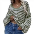 thumbnail image 2 of Suéter Holgado de Cuello Redondo, Larga, Hombros Descubiertos, Tejido Liso, para Mujer, para Otoño. Verde Oscuro XL, 2 of 7