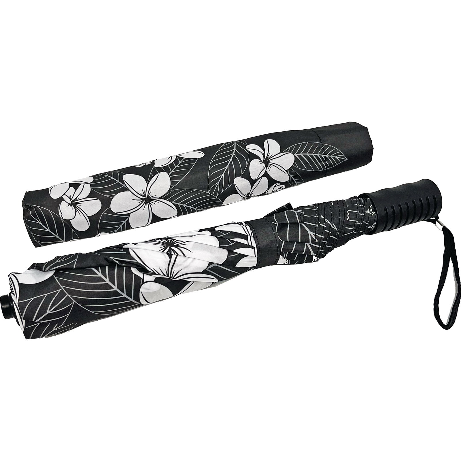 Gotta Be Hawaiian Umbrella 42" Black and White Plumeria