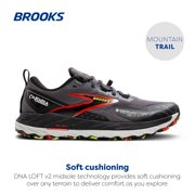 Brooks Men’s Cascadia 18 GTX Waterproof Mountain Trail Running Shoe - Blackened Pearl/Black/Tomato - 8.5 Medium