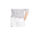thumbnail image 3 of Charter Club Women's Printed Roll Tab Sleeve Linen Blend Top White Size Small, 3 of 3