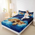 thumbnail image 3 of Homewish Cartoon Golden Retriever Queen Sheets,Cute Pet Dog Queen Sheet Sets,White Cloud Decor,4pcs,1 Flat Sheet, 1 Fitted Sheet and 2 Pillowcases, 3 of 6