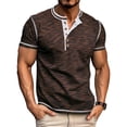 thumbnail image 2 of LUOGENLI Male T-shirts for Mens Male Spring Short Sleeve Solid Color Letter Stripe Stitching Short Sleeve Top T-shirts for Men Graphic Tee Easter Coffee S, 2 of 9