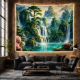 thumbnail image 5 of Cascading Waterfalls Over Green Peaks in Misty Valley, Serene Digital Art for Nature Lovers, Scenic Mountain Wall Decor, Housewarming Gift, Tapestry Wall Hanging for Living Room and Bedroom, 5 of 6