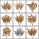 thumbnail image 1 of Venta al por mayor de flores de plata dorada, planta de simulación, arreglo floral, ramo de boda, decoración del hogar, flores falsas de plástico, 1 of 5