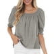 thumbnail image 1 of Camiseta superior para mujer, blusa de color puro, cuello redondo, media manga, puño elástico para oficina en casa, 1 of 5