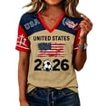 thumbnail image 2 of Women's USA Soccer Jersey Shirts 2026 Country Team Short Sleeve V Neck Fan International Football Shirt Retro Streetwear Top, Khaki S, 2 of 4