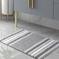 thumbnail image 6 of REGALWOVEN Chenille Bathroom Rug Extra Soft Fluffy, Striped Bath Mat Shaggy Rugs Super Absorbent Area Rugs Dark Gray 20"x32", 6 of 7