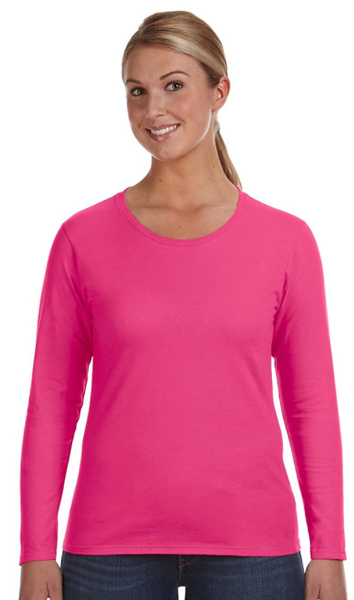 Anvil - Anvil 884L Ladies Lightweight Long-Sleeve T-Shirt - Hot Pink ...